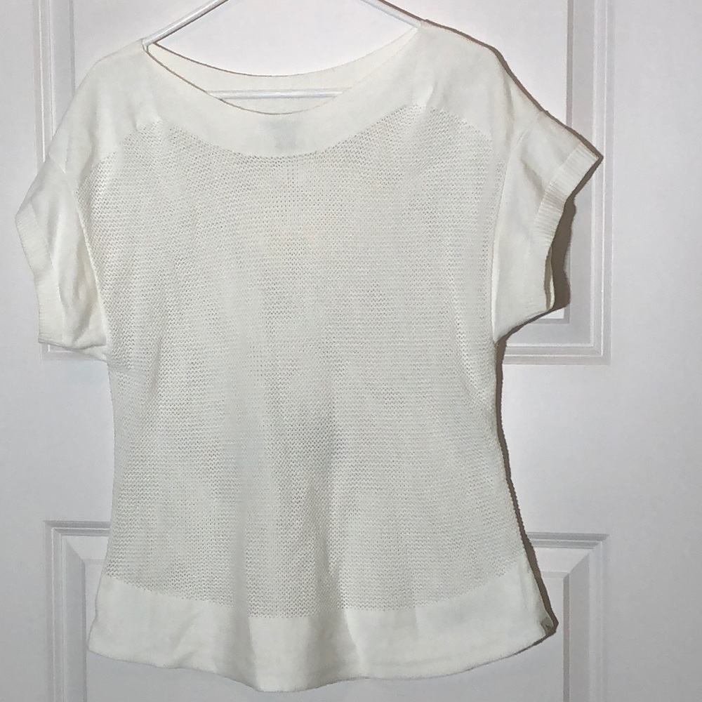 Eddie Bauer White Open Knit Top Large